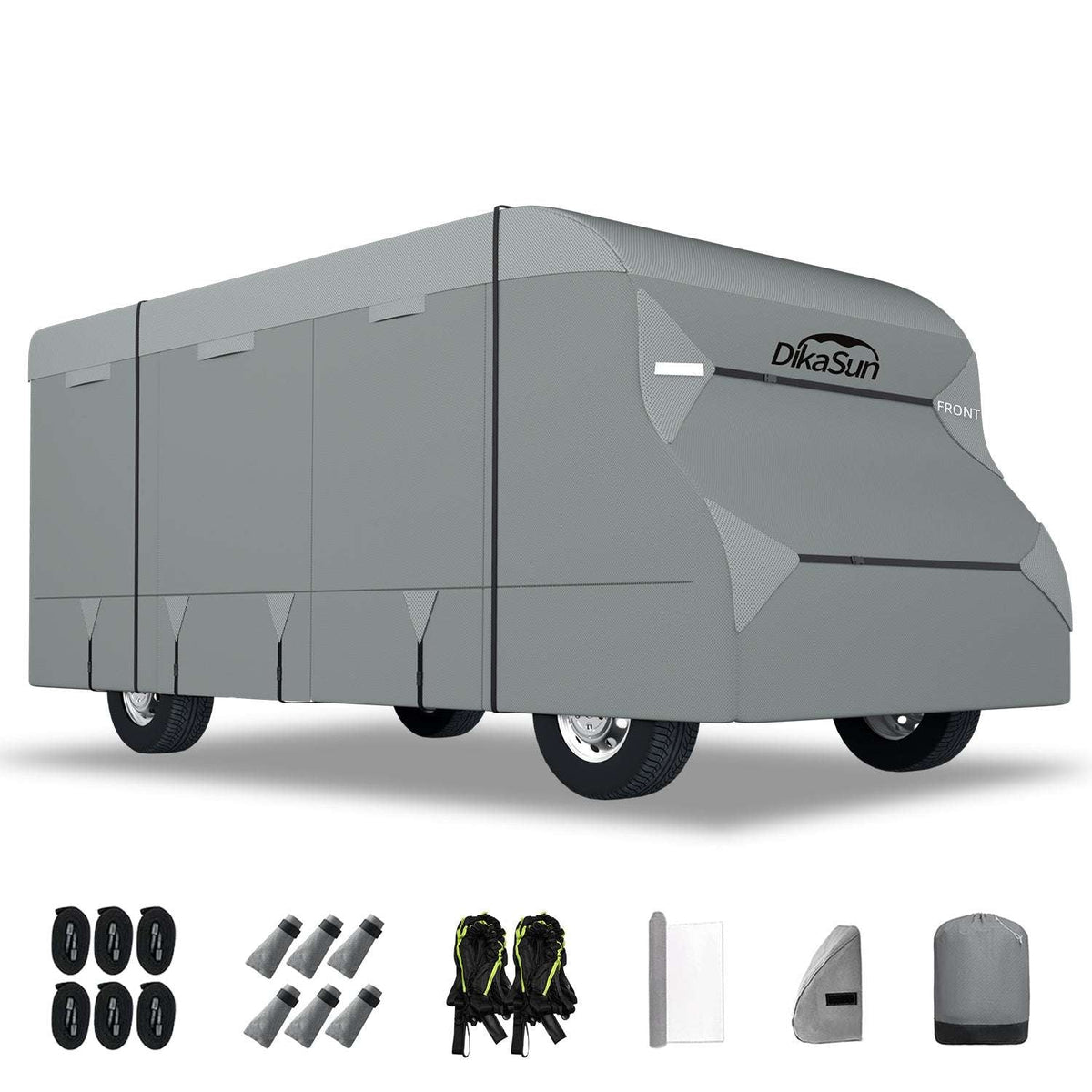 DikaSun 7 Layers Top Class C RV Cover Upgraded Tear Resistant Breathable Waterproof Ripstop Anti-UV Class C Camper RV Cover