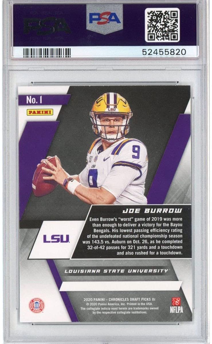 Graded 2020 Panini Chronicles Draft Picks Joe Burrow #1 XR Rookie RC Football Card PSA 10 Gem Mint