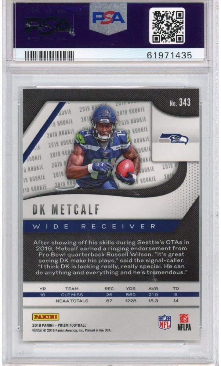 Graded 2019 Panini Prizm DK D.K. Metcalf #343 Rookie RC Football Card PSA 10 Gem Mint