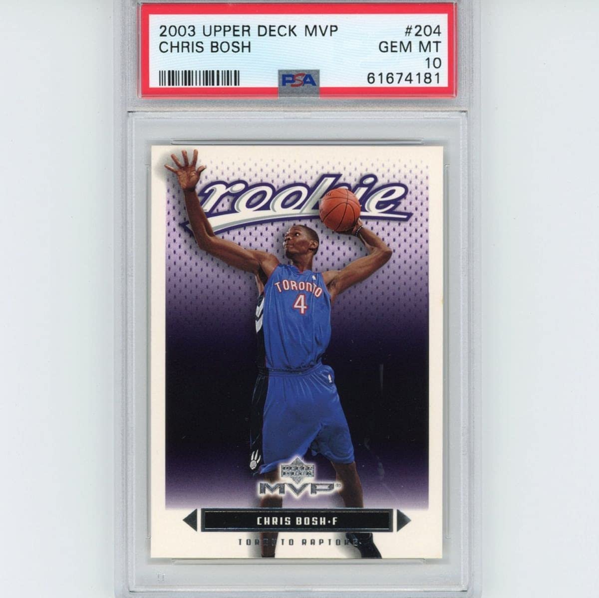 Graded 2003-04 Upper Deck UD MVP Chris Bosh #204 Rookie RC Basketball Card PSA 10 Gem Mint