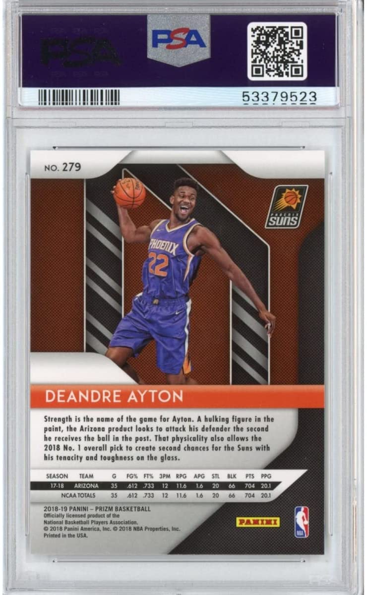 Graded 2018-19 Panini Prizm Deandre Ayton #279 Rookie RC Basketball Card PSA 10 Gem Mint