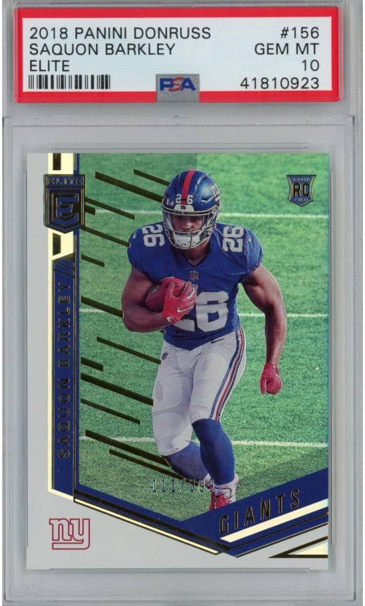 Graded 2018 Panini Donruss Saquon Barkley #156 Elite Rookie RC Football Card PSA 10 Gem Mint