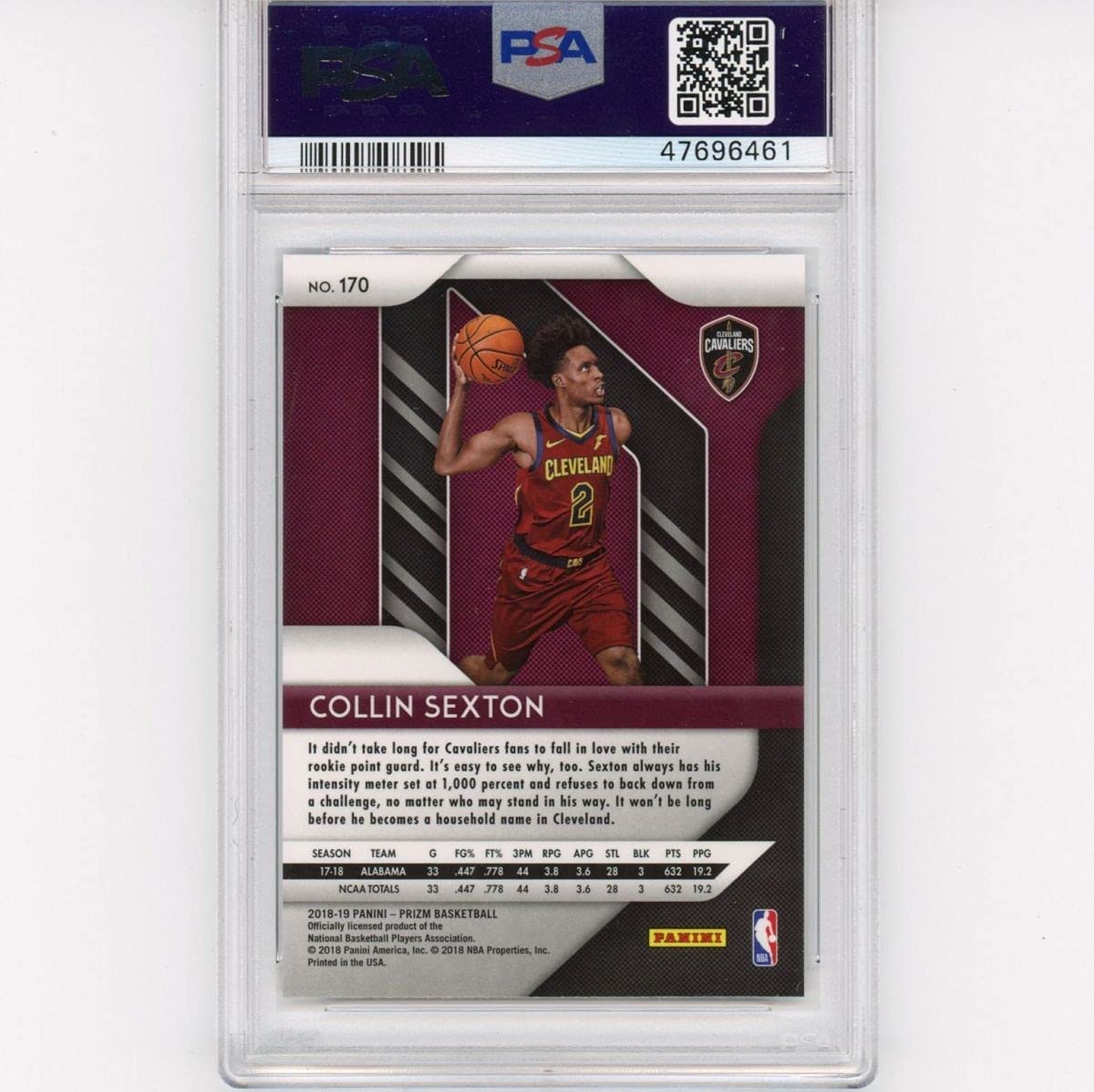 Graded 2018-19 Panini Prizm Collin Sexton #170 Rookie RC Basketball Card PSA 10 Gem Mint