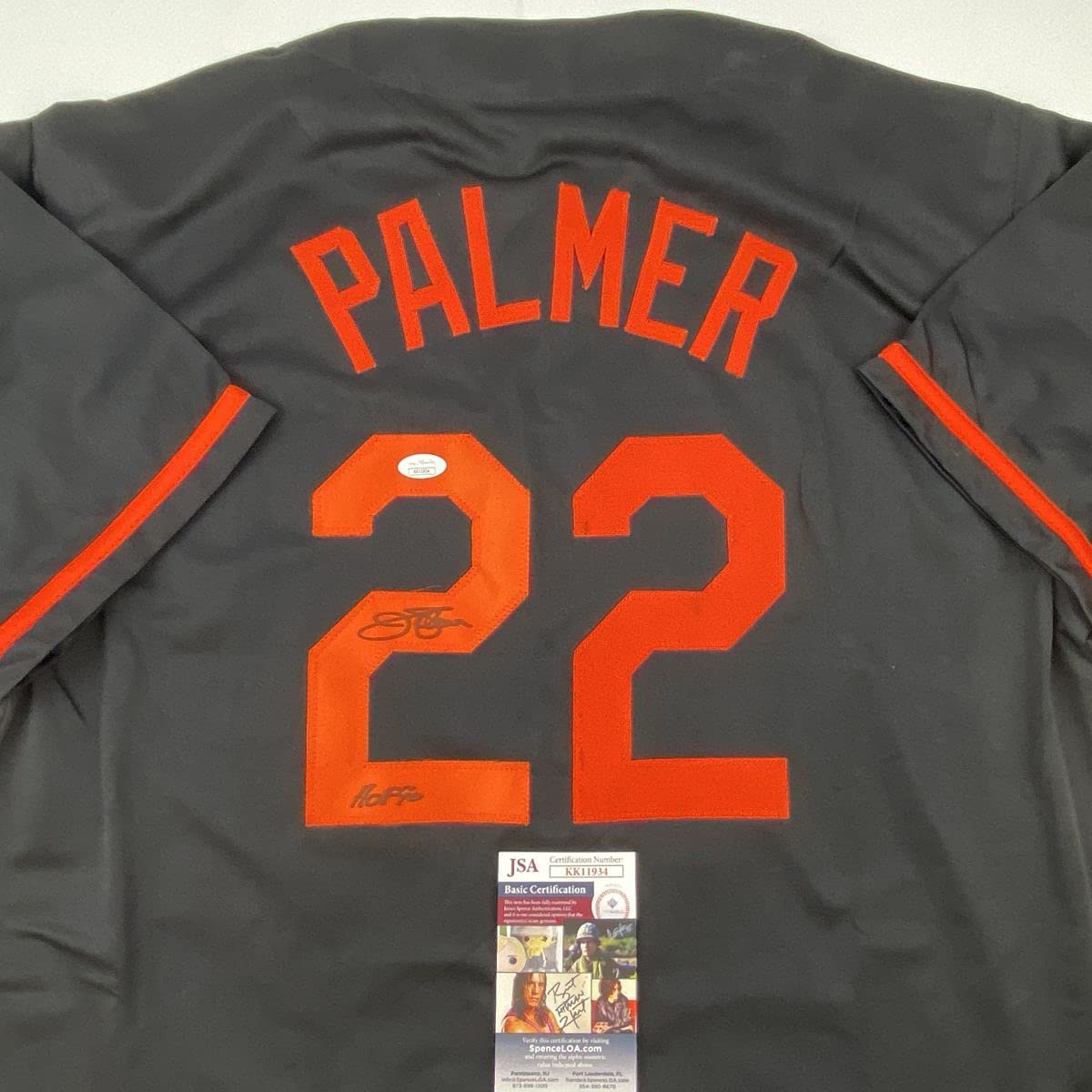 Autographed/Signed Jim Palmer HOF 1990 Baltimore Black Baseball Jersey JSA COA