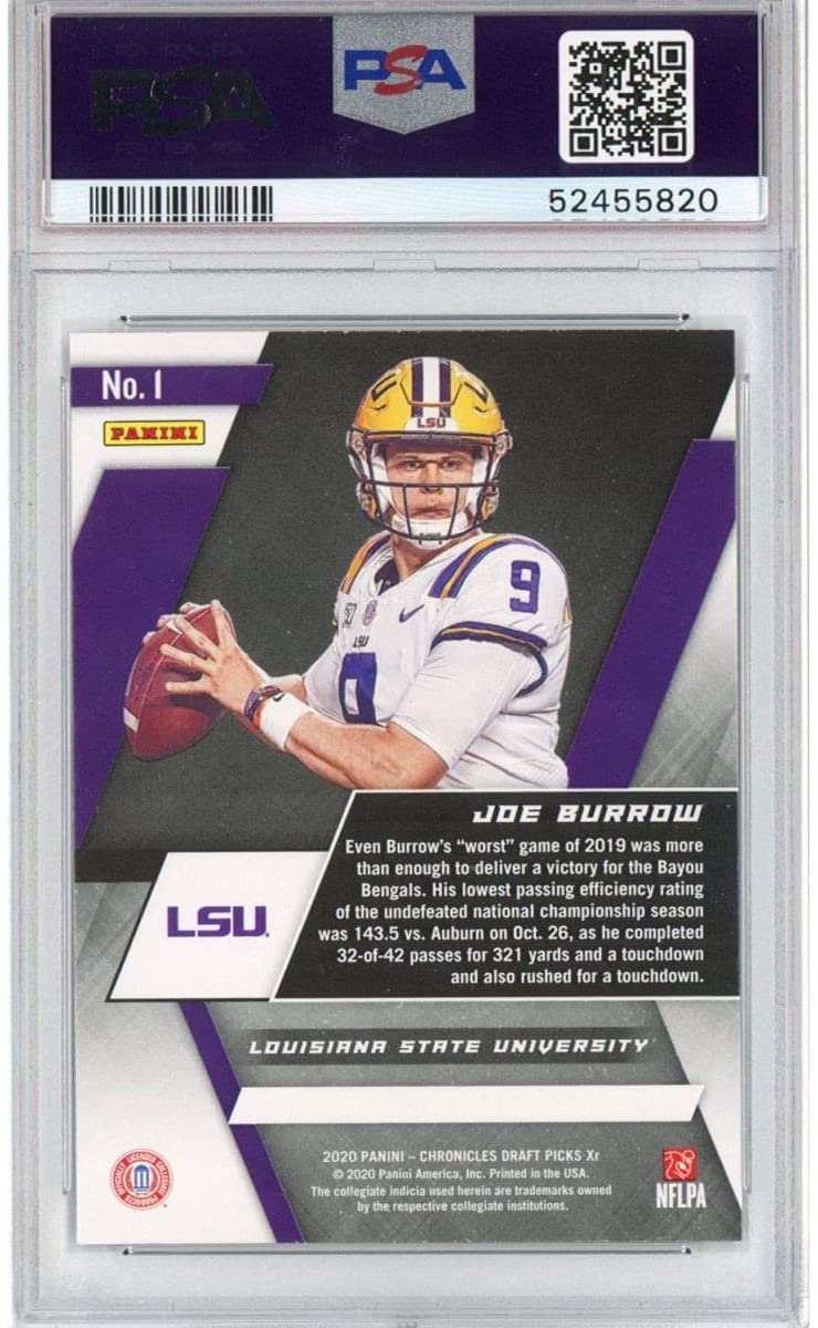Graded 2020 Panini Chronicles Draft Picks Joe Burrow #1 XR Rookie RC Football Card PSA 10 Gem Mint