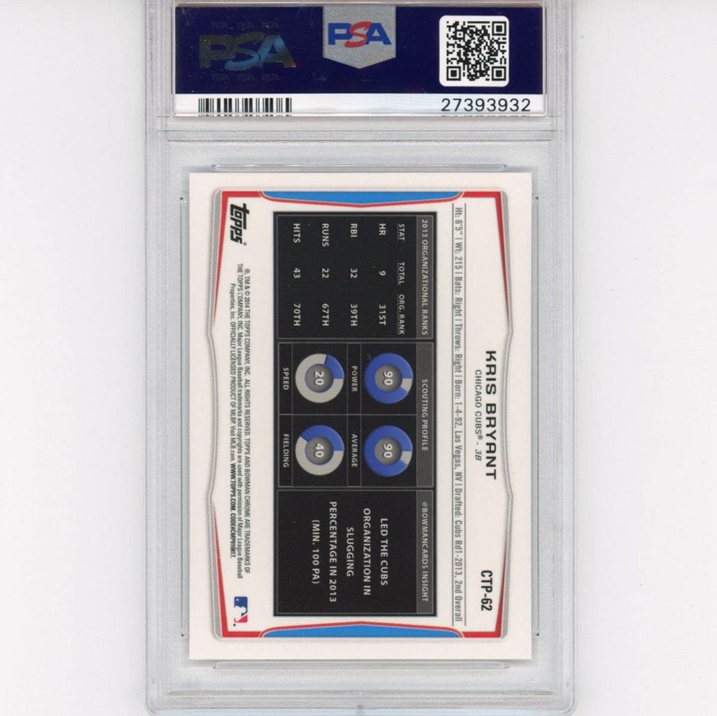 Graded 2014 Bowman Draft Picks Chrome Kris Bryant #CTP62 Rookie RC Baseball Card PSA 10 Gem Mint