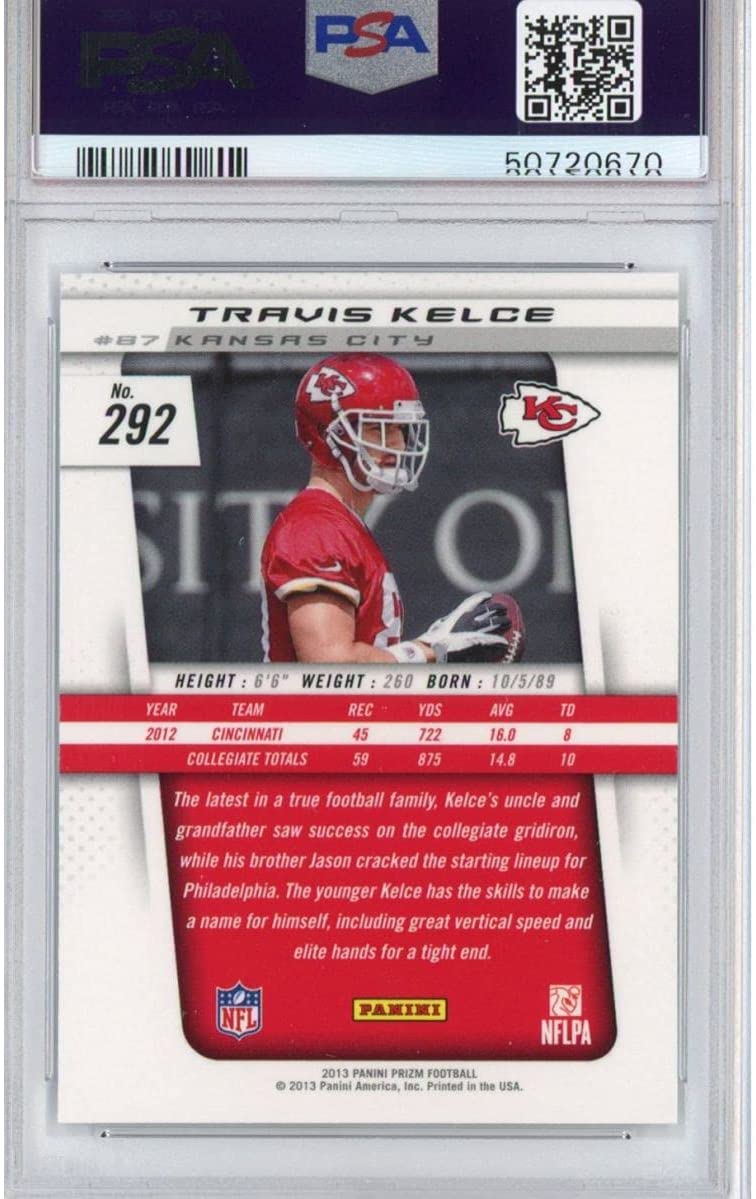 Graded 2013 Panini Prizm Travis Kelce #292 Rookie RC Football Card PSA 10 Gem Mint
