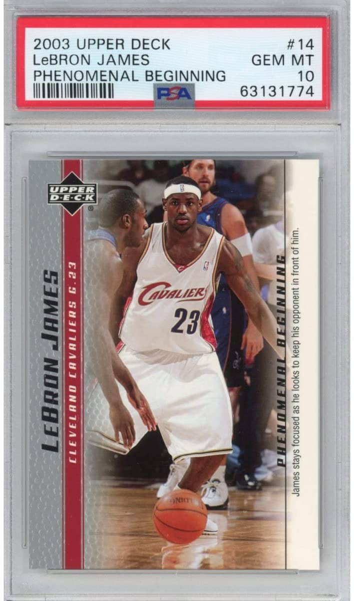 Graded 2003-04 Upper Deck UD LeBron James #14 Phenomenal Beginning Rookie RC Basketball Card PSA 10 Gem Mint