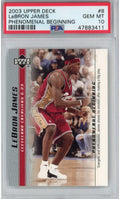 Graded 2003-04 Upper Deck UD LeBron James #8 Phenomenal Beginning Rookie RC Basketball Card PSA 10 Gem Mint