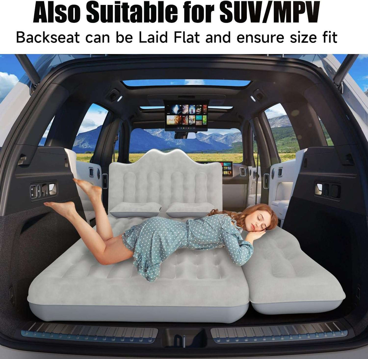 Thicken Backseat SUV/Car/Truck Air Mattress Air Bed Inflatable SUV Truck Mattress -30.31'' Width/Grey