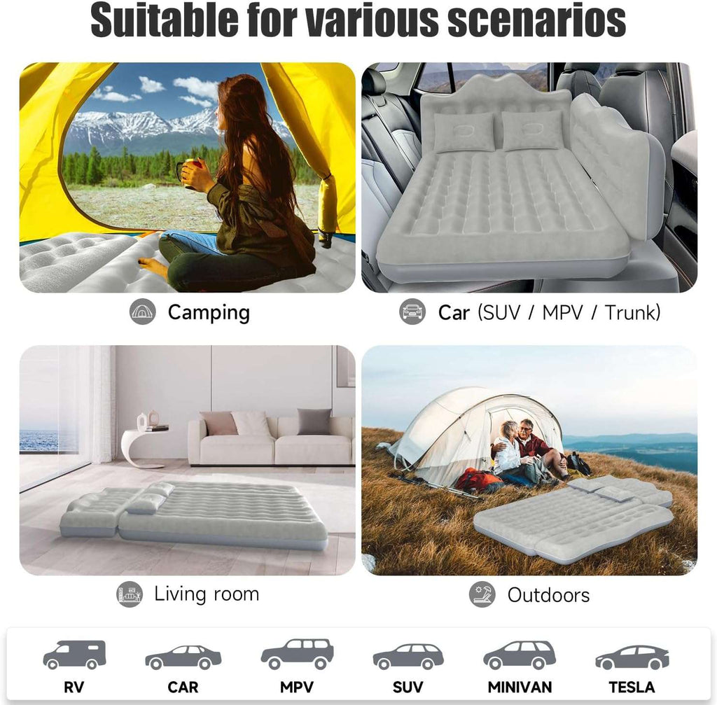 Thicken Backseat SUV/Car/Truck Air Mattress Air Bed Inflatable SUV Truck Mattress -30.31'' Width/Grey