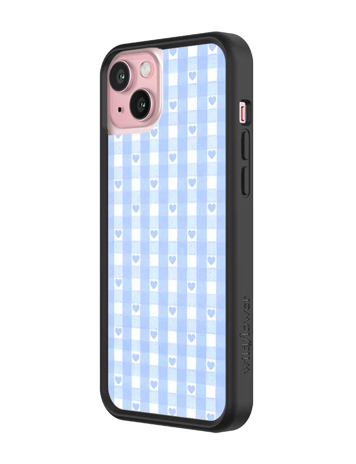 Gingham Hearts | Blue iPhone Case