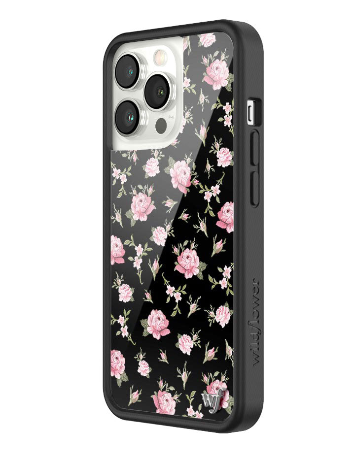 Black and Pink Floral iPhone Case