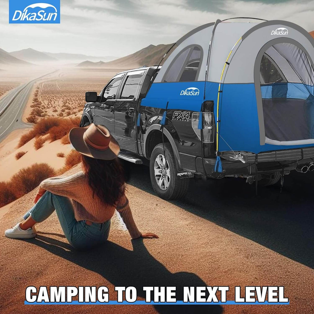 5.5-6.7ft Portable Pickup Truck Bed Tent Blue