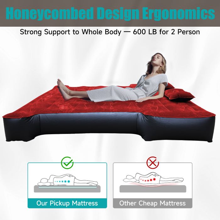 5.5-6.5ft Full Size Truck Bed Air Mattress Red